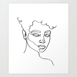 'Normani' Abstract Female Face One Line Drawing Art Print