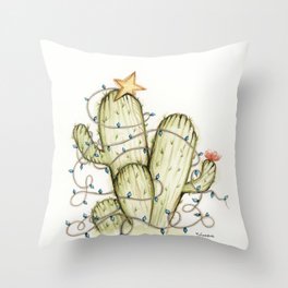 Feliz Navidad Cactus Throw Pillow