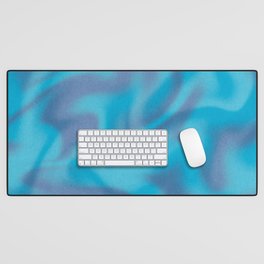 Blue Teal Abstract Groovy Retro 70s Swirl Desk Mat