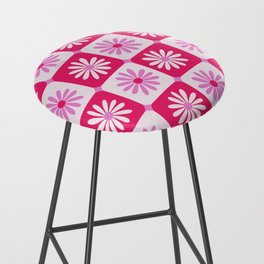 Checkered Daisies – Pink Bar Stool
