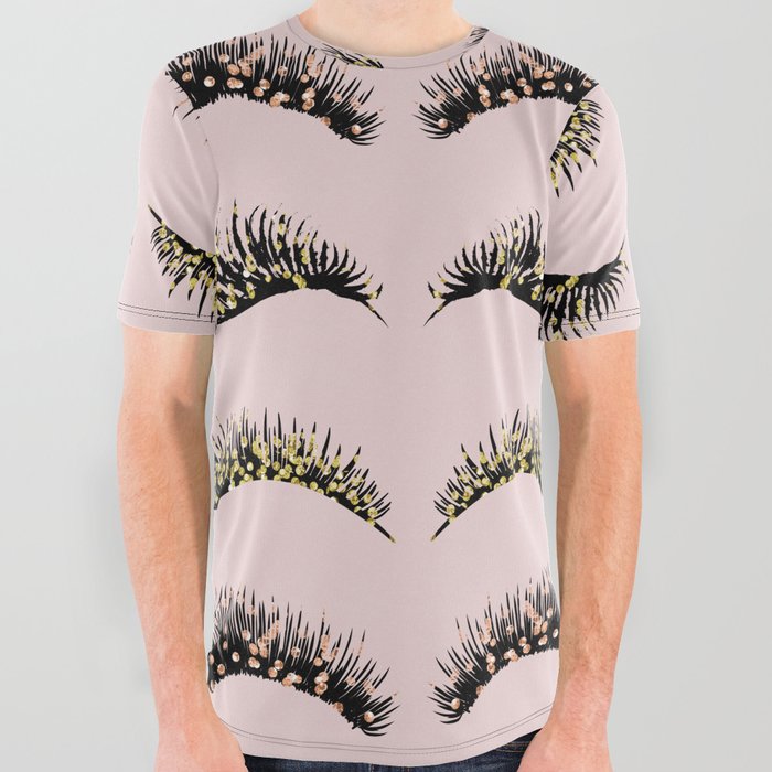Blush pink - glam lash design All Over Graphic Tee