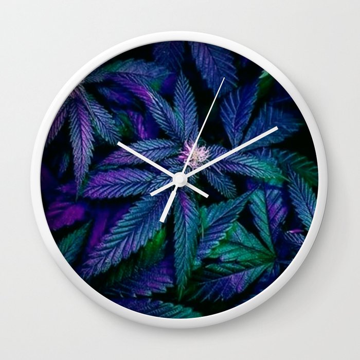 Psychedelic Marijuana Cannabis Ganja Print Wall Clock