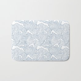 Japanese Wave Bath Mat | Painting, Print, Unique, Textile, Country, Ink, Seamless, Japanese, Water, Nautical 