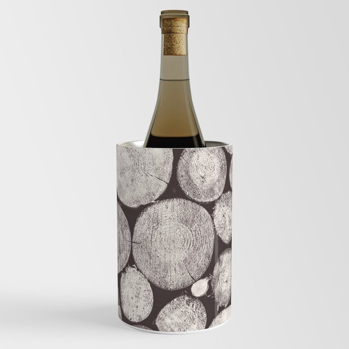 Black and White Stacked Logs x Hygge Rustic Cabin  Wine Chiller
