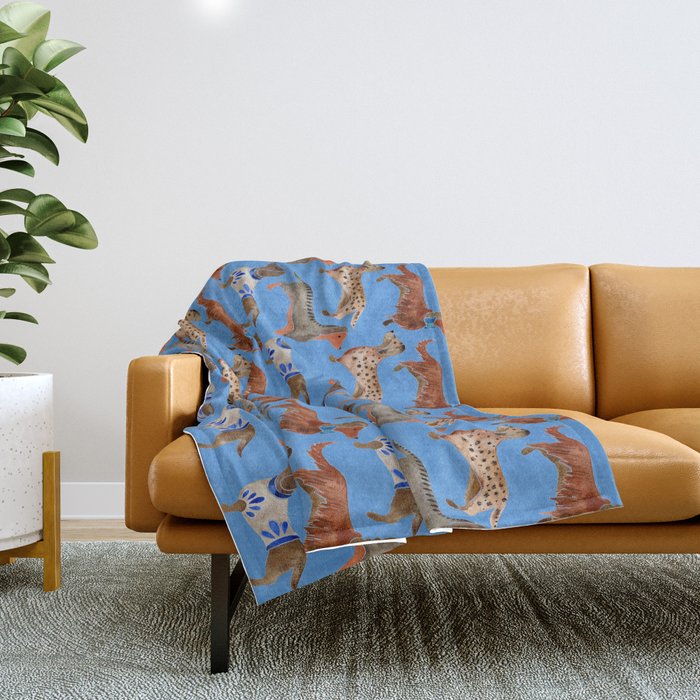 Dachshunds – Cornflower Blue Palette Throw Blanket