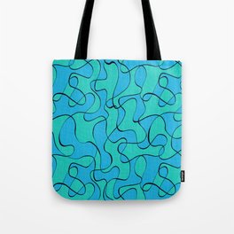 black silhouettes on blue highlights Tote Bag