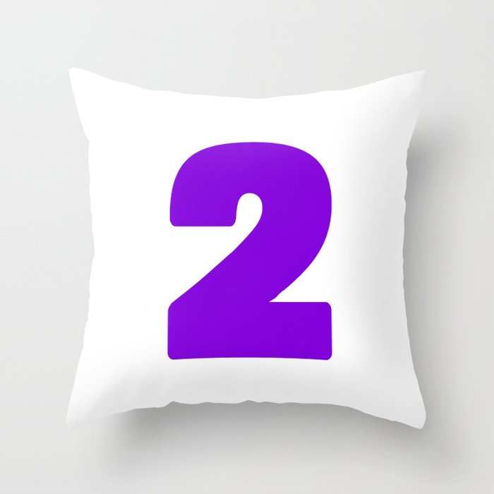 2 (Violet & White Number) Throw Pillow
