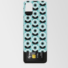 Turquoise Mid Century Modern Flowers // MCM Floral // Sky Blue, Black and White Android Card Case