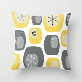 Mid Century Modern Oblongs Yellow Gray Throw Pillow