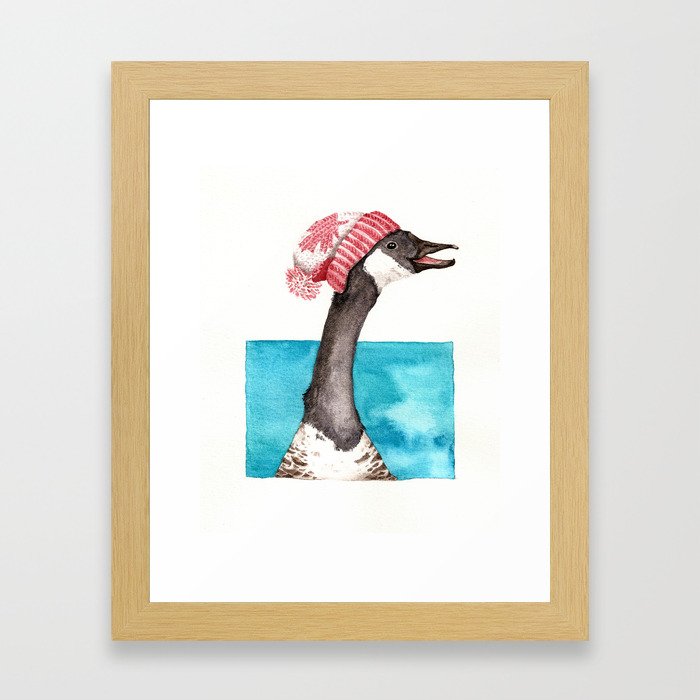 Canada Goose in a Canada Toque Framed Art Print