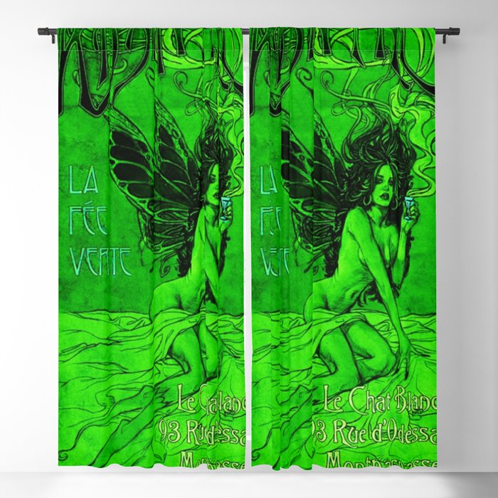 Vintage Parisian Green Fairy Absinthe Advertisement Poster Blackout Curtain