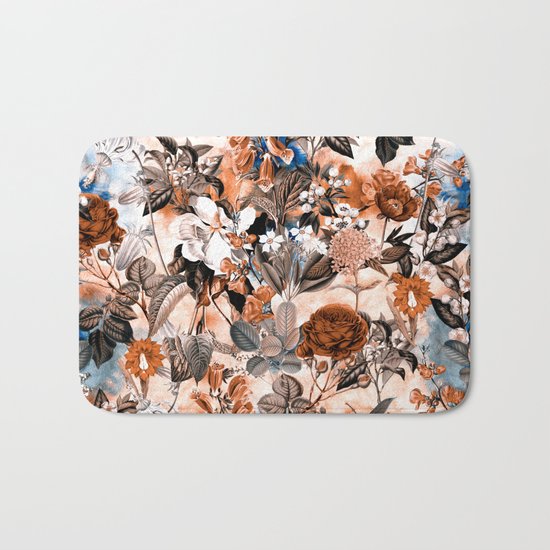 Seamless Botanical Pattern Bath Mat