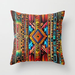 Aztec Tribal Pattern 3 Throw Pillow
