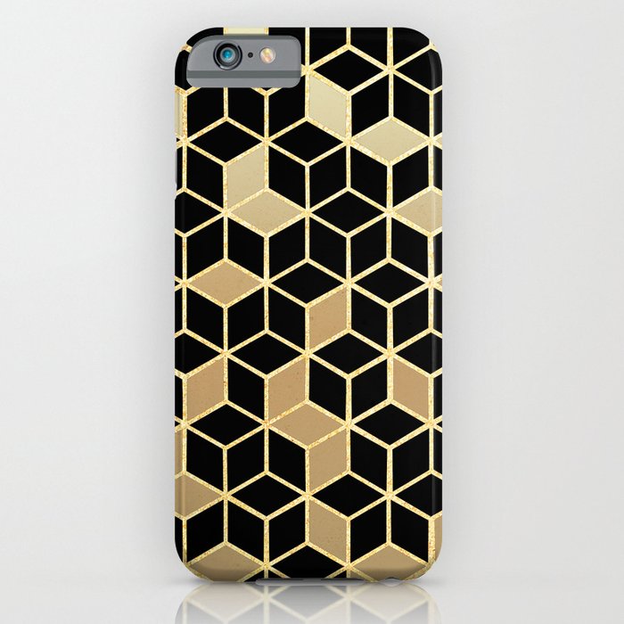 Black And Gold Gradient Cubes Shower Curtain iPhone Case