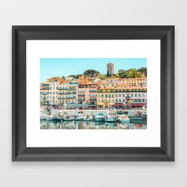 Cannes City Print, Luxurious Yachts And Boats, French Riviera, Travel Print, City Marina Port In France Poster, Colored Houses Photography, Colorful Home, Home Decor, Wall Art Print Framed Art Print