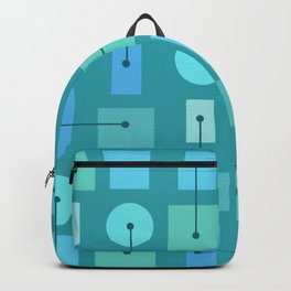 Atomic Age Simple Shapes Ocean Blue 1 Backpack