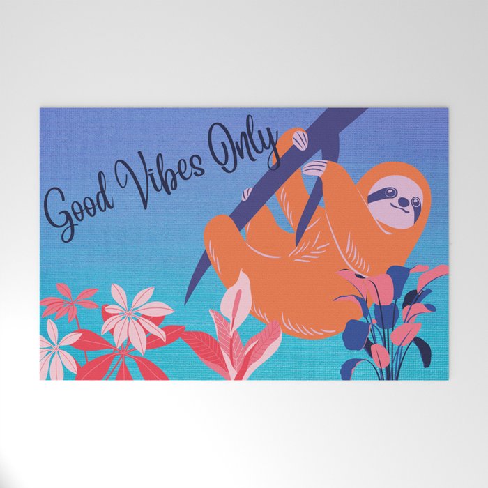 Good Vibes Sloth Welcome Mat