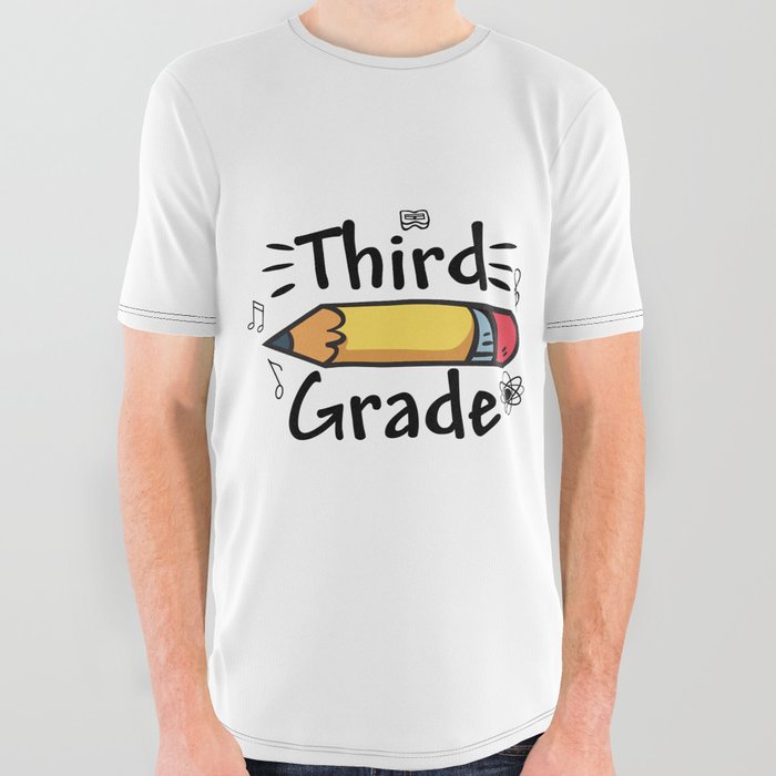 Third Grade Pencil All Over Graphic Tee
