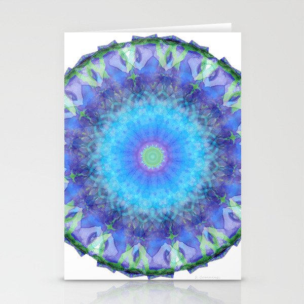 Organic Purple Art - Wild Iris Mandala Stationery Cards