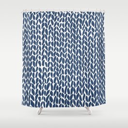 Hand Knit Zoom Navy Shower Curtain