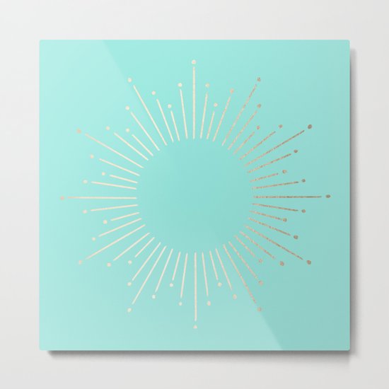 Simply Sunburst in Tropical Sea Blue Metal Print