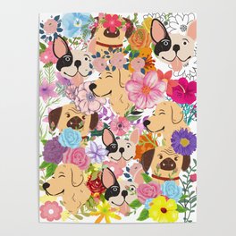 Floral Dog Pattern  Poster