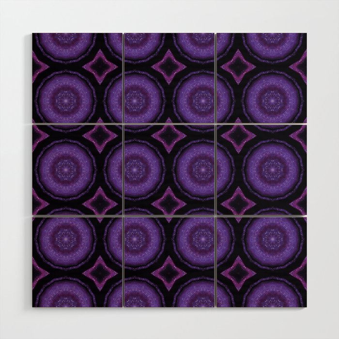 Modern, abstract circular galaxy pattern in purple, lavender, lilac, smoky grey and sprinkles of white lilac Wood Wall Art