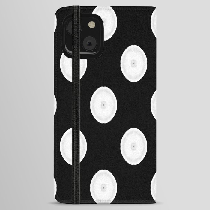 Black and White Ovals Pattern iPhone Wallet Case