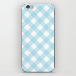 Blue Pastel Farmhouse Style Gingham Check iPhone Skin