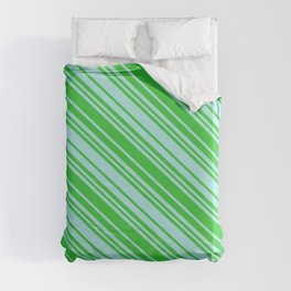 [ Thumbnail: Turquoise & Lime Green Colored Pattern of Stripes Duvet Cover ]