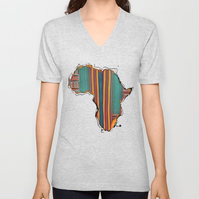 Striped Africa V Neck T Shirt