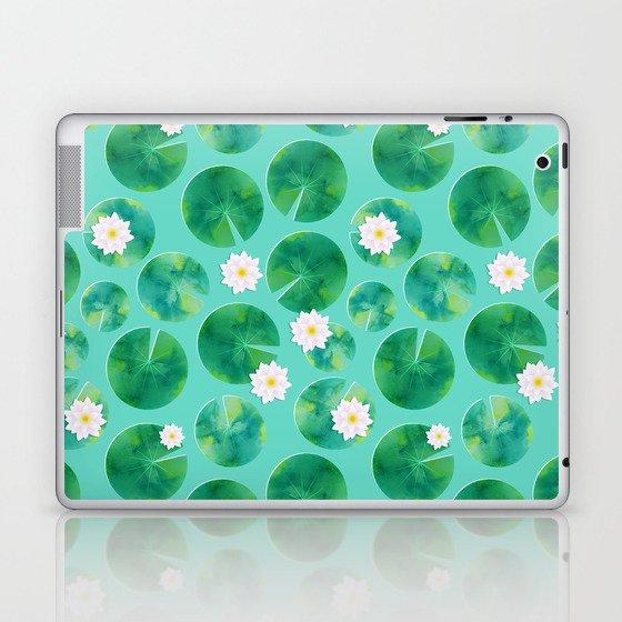 Lily Pads & White Water Lily Flowers Laptop & iPad Skin
