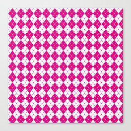 Pink Argyle Pattern,Diamond Geometrical Shape Quilt Knit Sweater Tartan Canvas Print