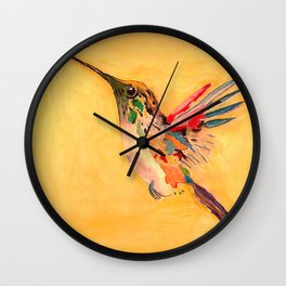  Hummingbird - Bird Painting - Flying Bird - Yellow - Elegant Colorful Tropical Bird  Wall Clock