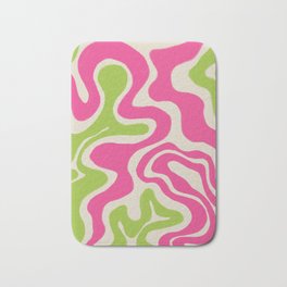 Cheeful Pink and Lime Green Swirl Lines Bath Mat