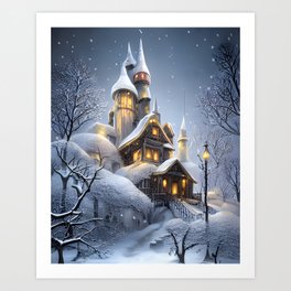 Haunted Winter Castle Art Print
