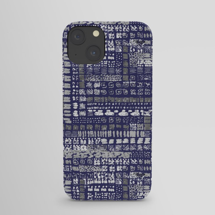 shibori inspired navy blue ink marks hand-drawn collection iPhone Case