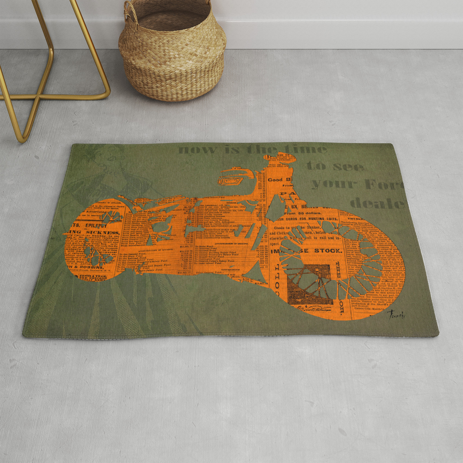 Orange And Green Abstract Motorcycle Man Cave Decoration Gift