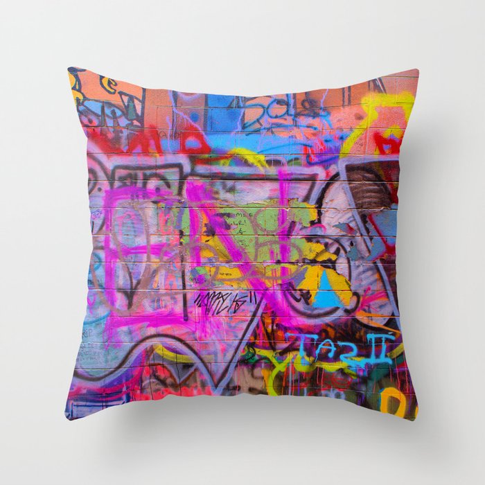 Bright Graffiti Throw Pillow