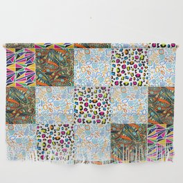 Patches of Colorful Vintage Pattern Wall Hanging
