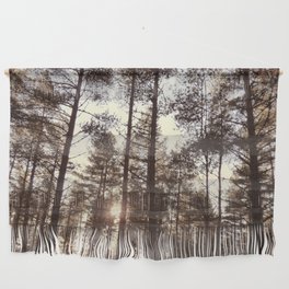Pine Tree Canopy with Winter Sun in Old  Wall Hanging