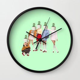 potheads Wall Clock | Ironic, Plant, Fashion, Pun, Collage, Magazine, Pot, Digital, Cool, Collaging 