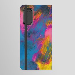 Dark Rainbow Fire Abstract Painting with Black Glitter Android Wallet Case
