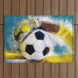 Football watercolor sport art #football #soccer Outdoor Rug