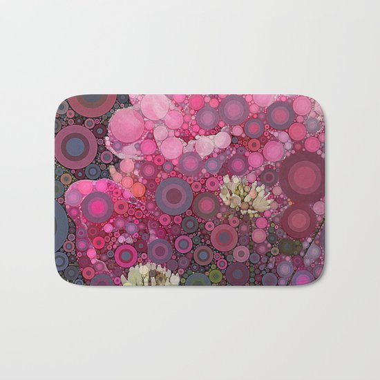 Pink Flowers at Twilight Abstract Bath Mat
