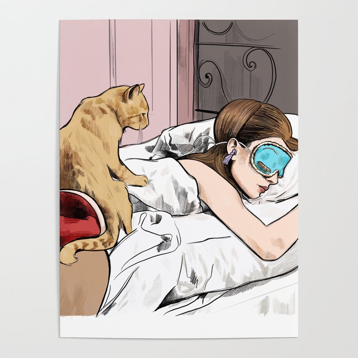 Holly Golightly the cat with no name - Audrey Hepburn in Breakfast at Tiffany's Poster