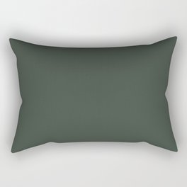 Dark Gray-Green Solid Color Pantone Deep Forest 19-6110 TCX Shades of Green Hues Rectangular Pillow