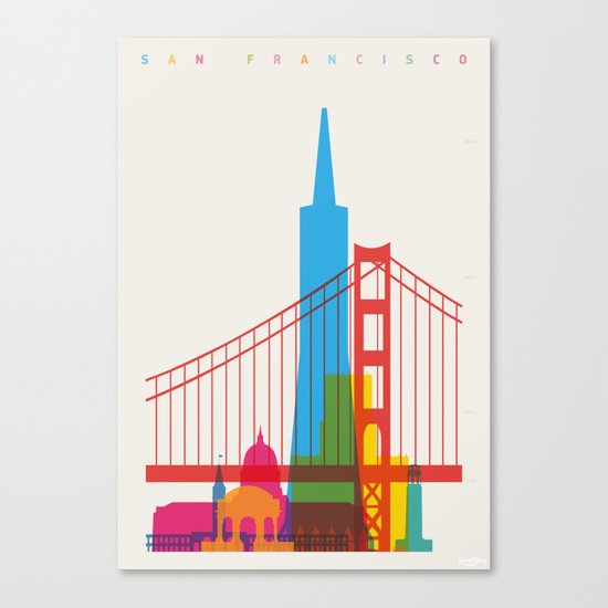 Shapes of San Francisco. Accurate to scale Canvas Print