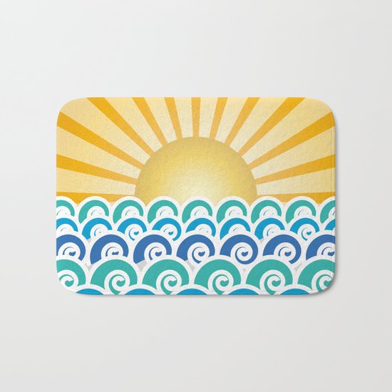 Along the Waves Blue Bath Mat