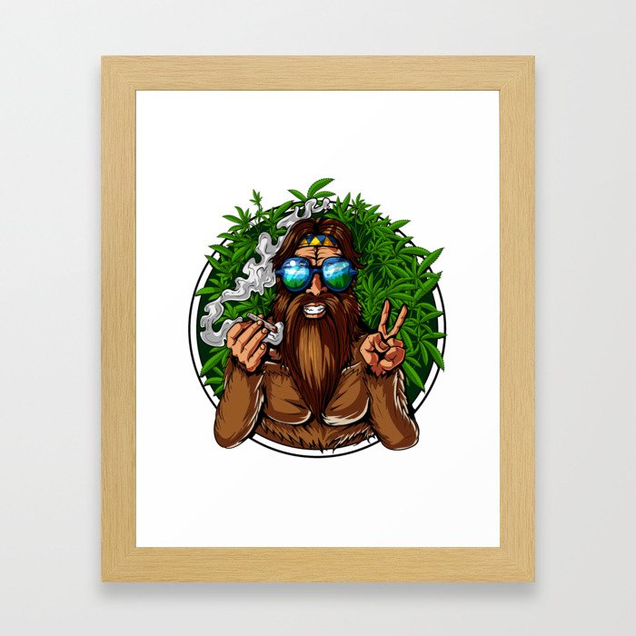 Bigfoot Hippie Smoking Weed Framed Art Print